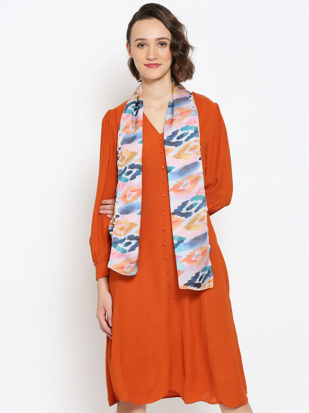 

Dupatta Bazaar Women White & Green Printed Scarf