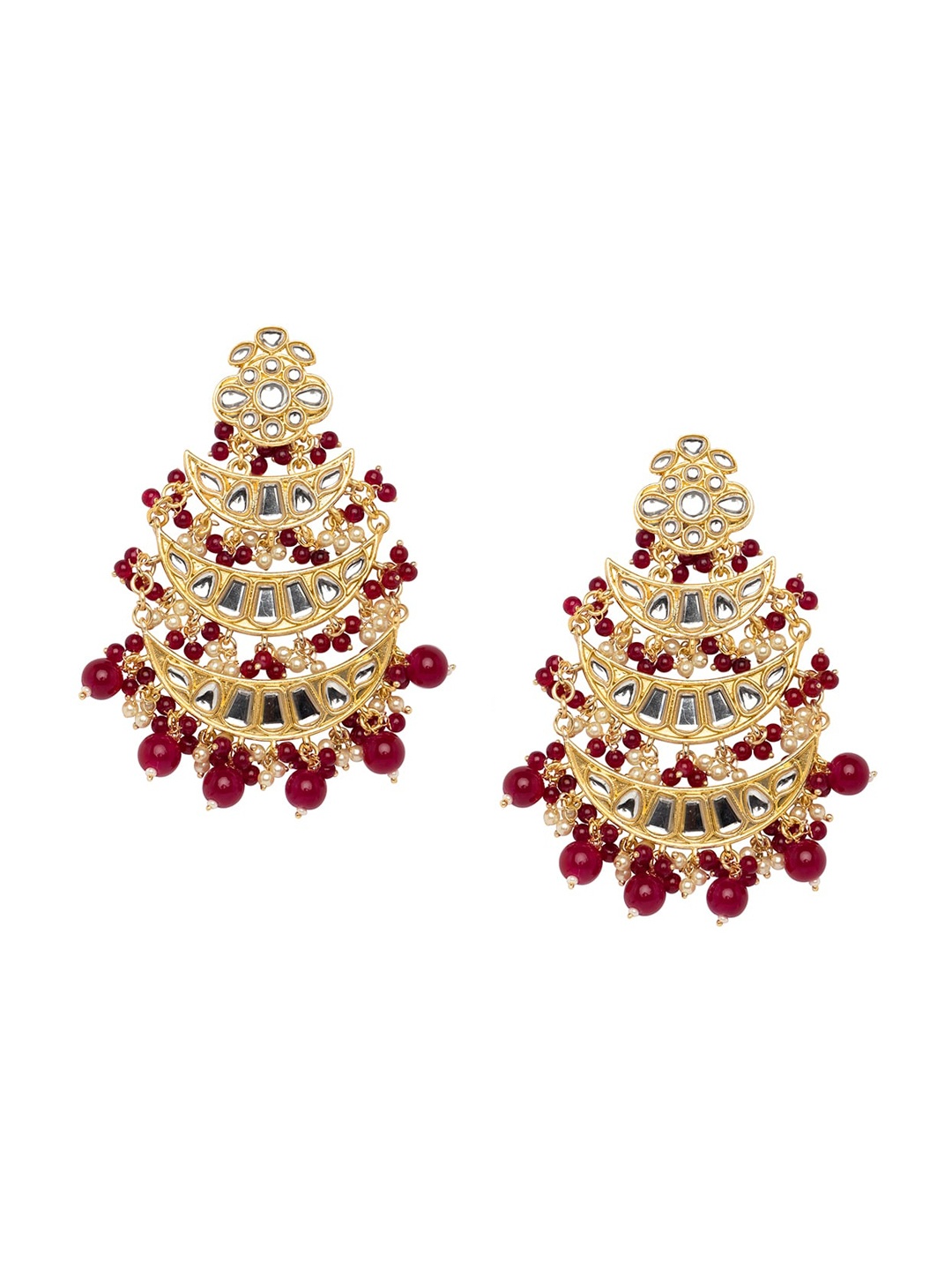 

INDYA Red Contemporary Drop Earrings