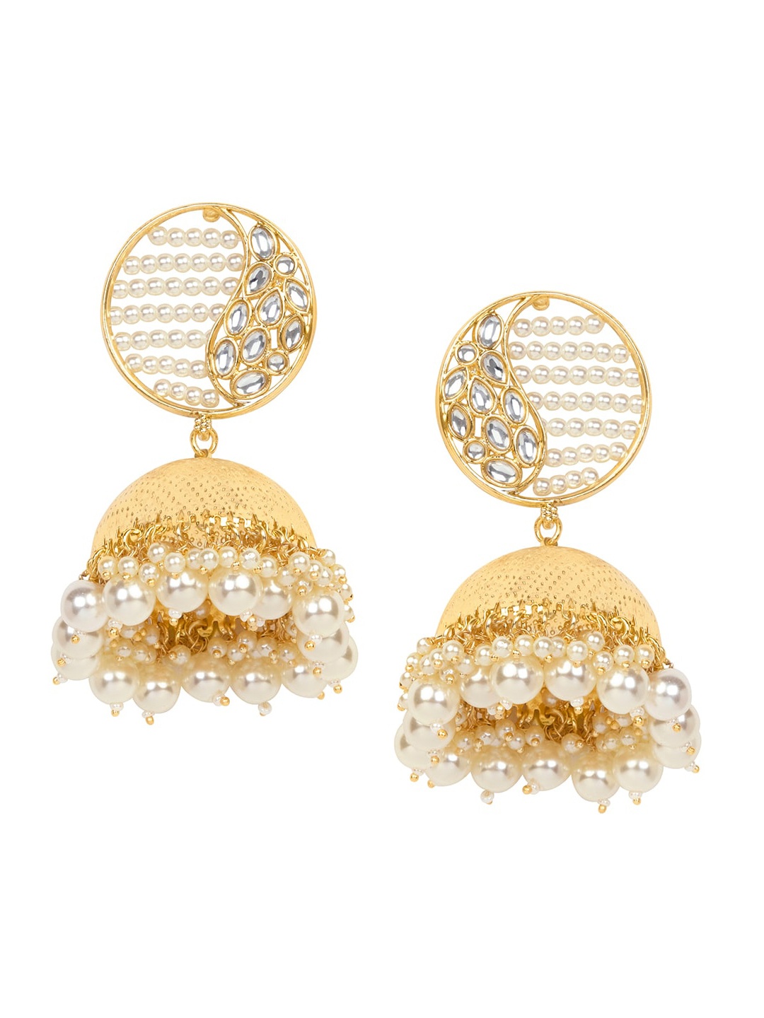 

INDYA Gold-Toned Contemporary Jhumkas Earrings