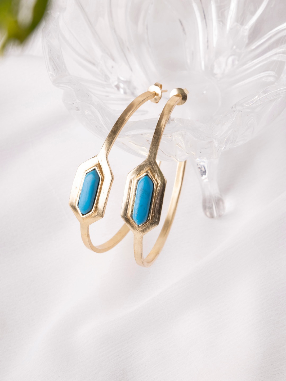 

INDYA Blue Contemporary Half Hoop Earrings