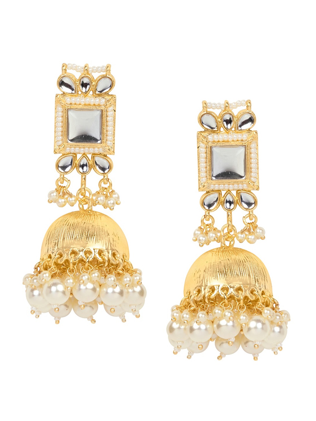 

INDYA Gold-Toned Contemporary Jhumkas Earrings