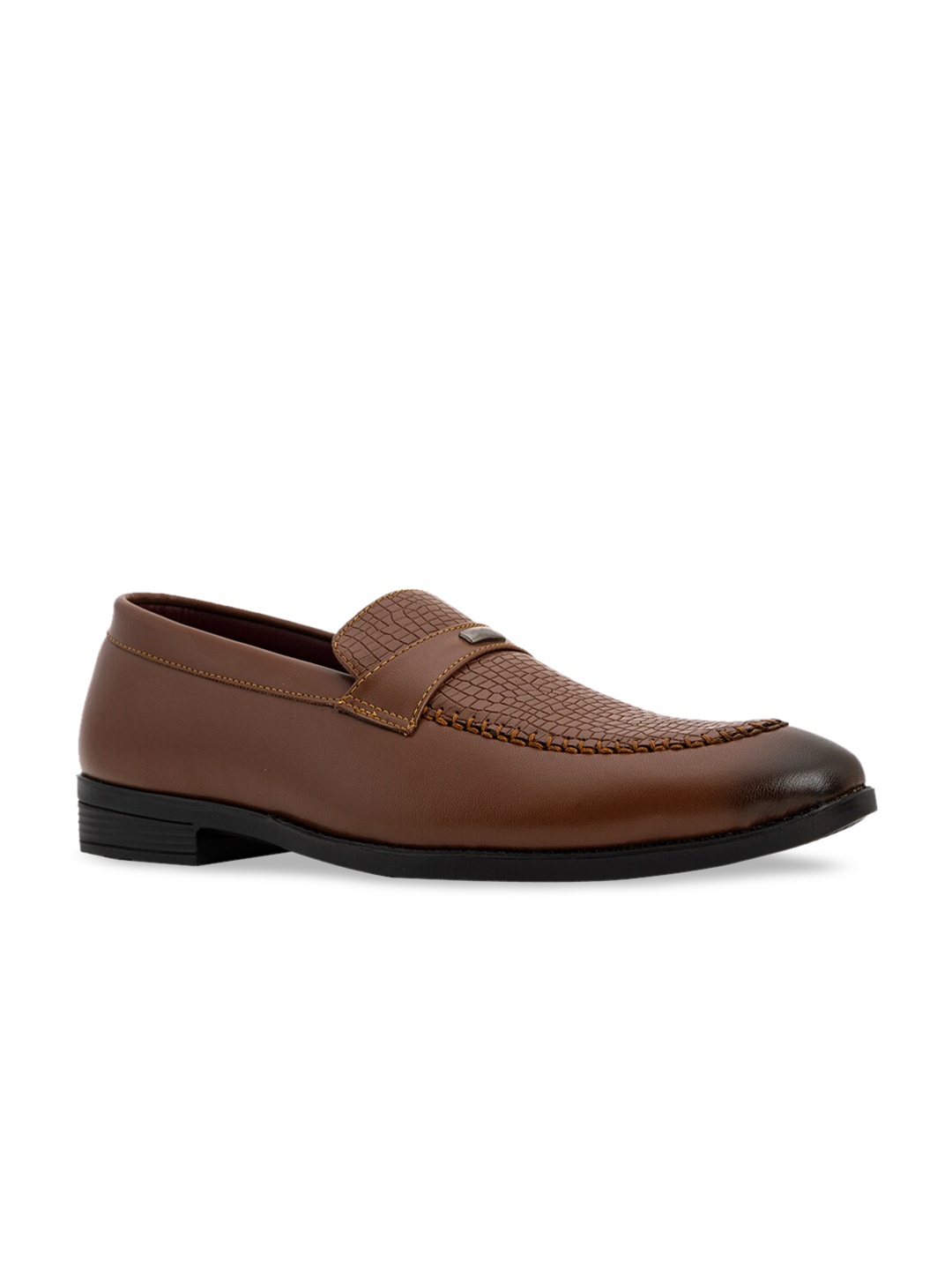 

Khadims Men Tan Textured Formal Loafers