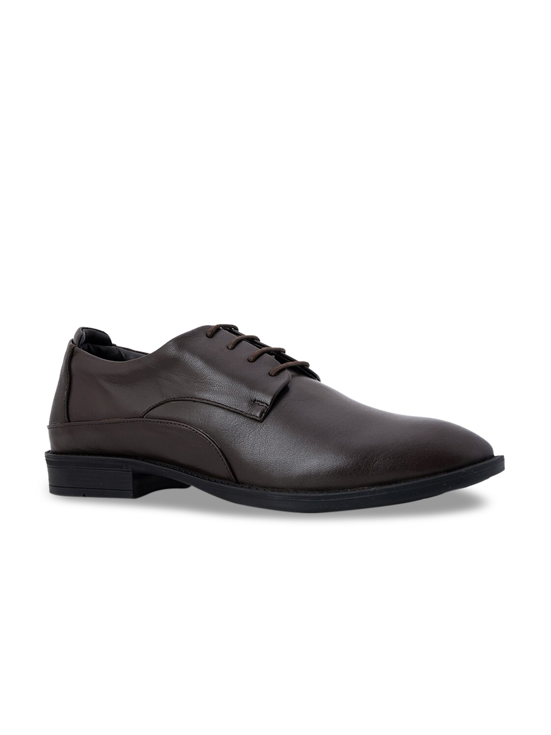 

Khadims Men Brown Solid Leather Formal Derbys Shoes