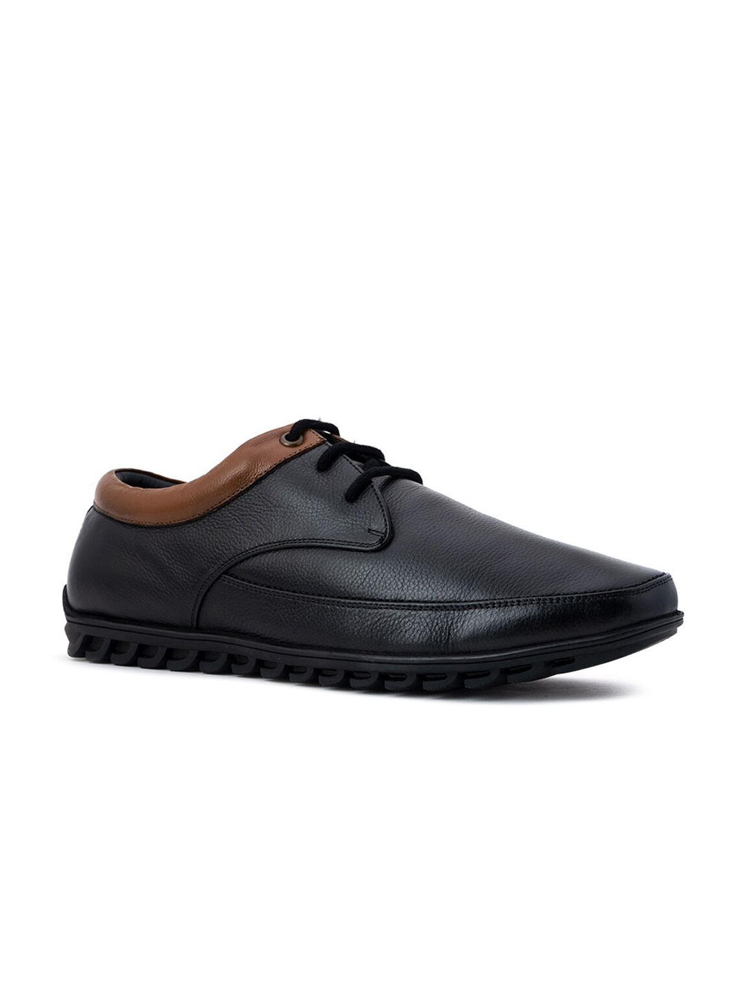 

Khadims Men Black Solid Genuine Leather Formal Derbys