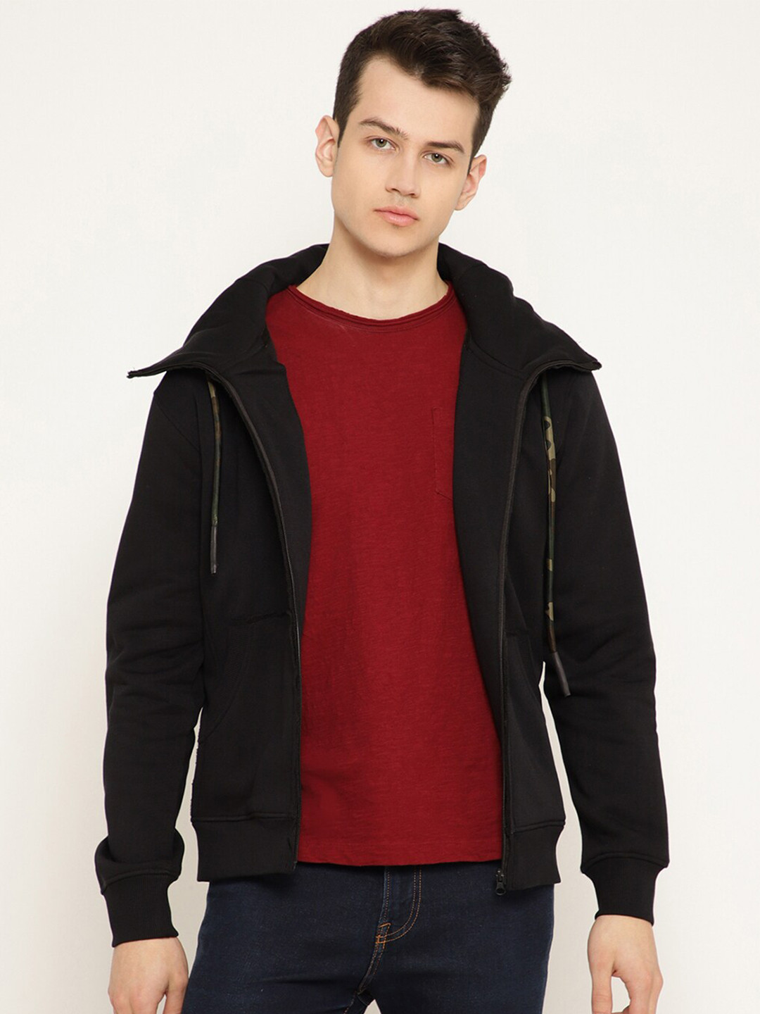 

PUNK Men Black Hooded Sweatshirt