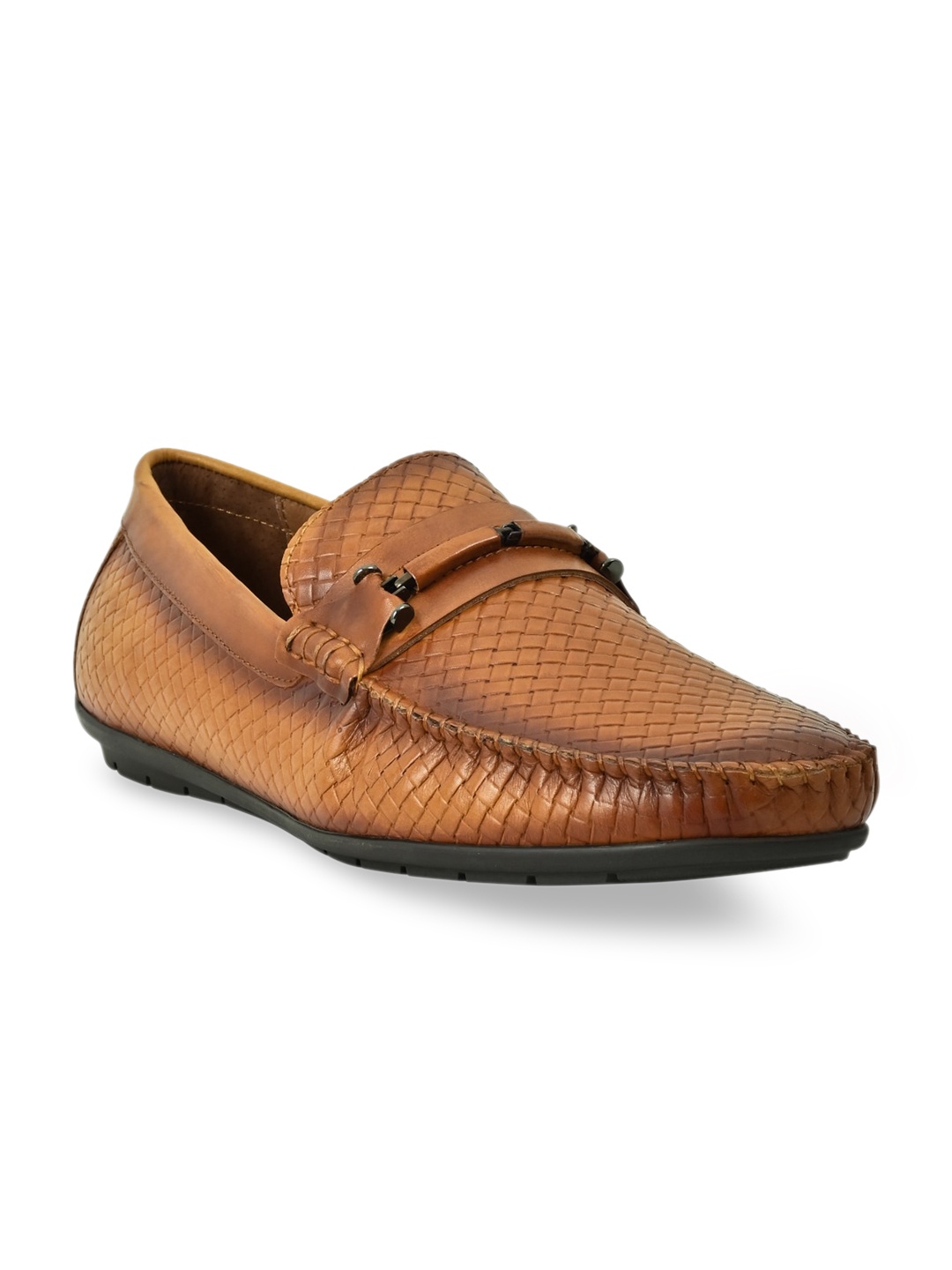 

Cobblerz Men Tan Textured Leather Loafers