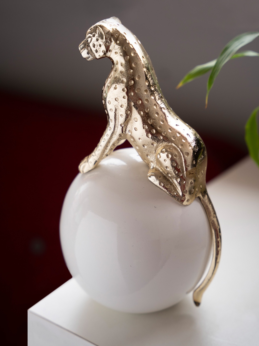 

Folkstorys Gold-Toned & White Textured Panther Sculpture Showpiece