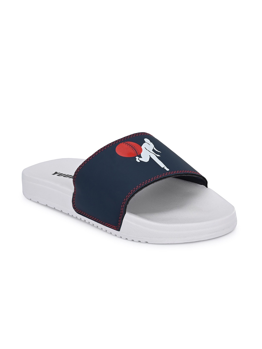 

Yuuki Men Navy Blue & White Printed Sliders