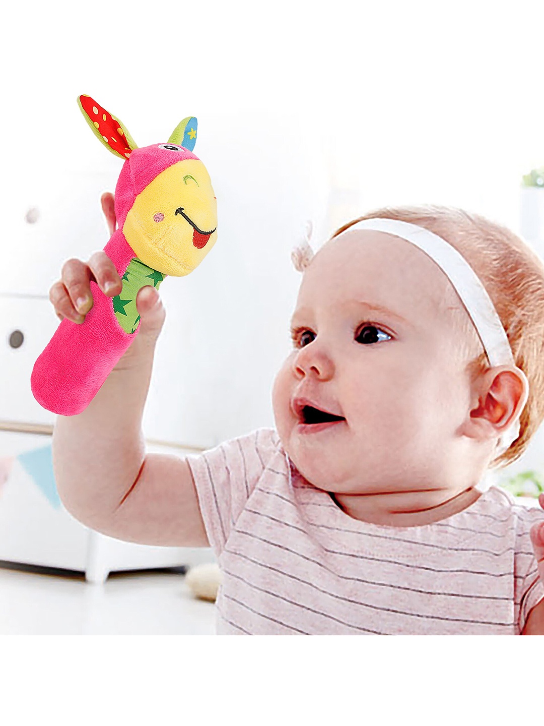 

Baby Moo Infants Pink & Yellow Smiling Star Rattle Toy