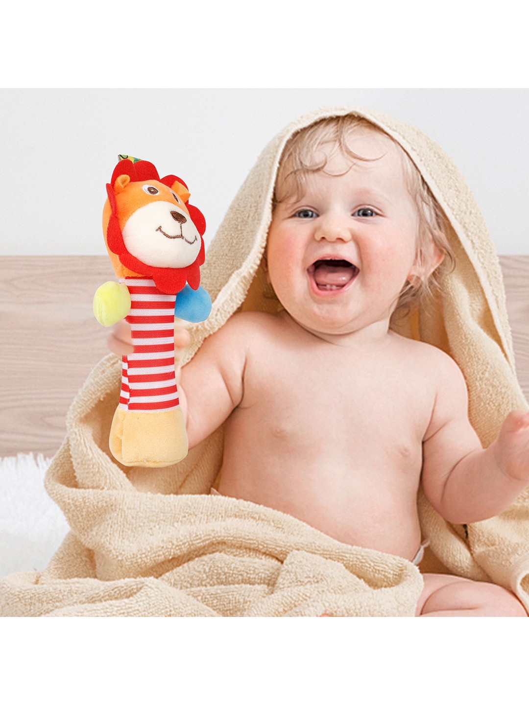 

Baby Moo Infants Red & Orange Lion Cub Handheld Rattle Toy