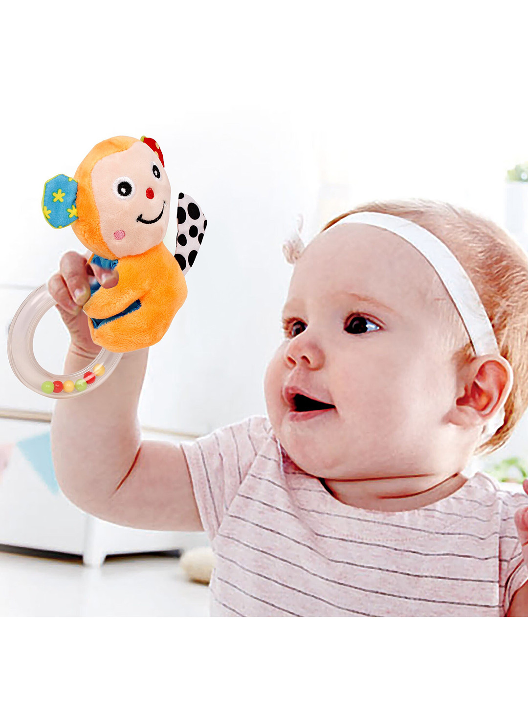 

Baby Moo Multicoloured Cuddle Cub Handheld Rattle Toy, Orange