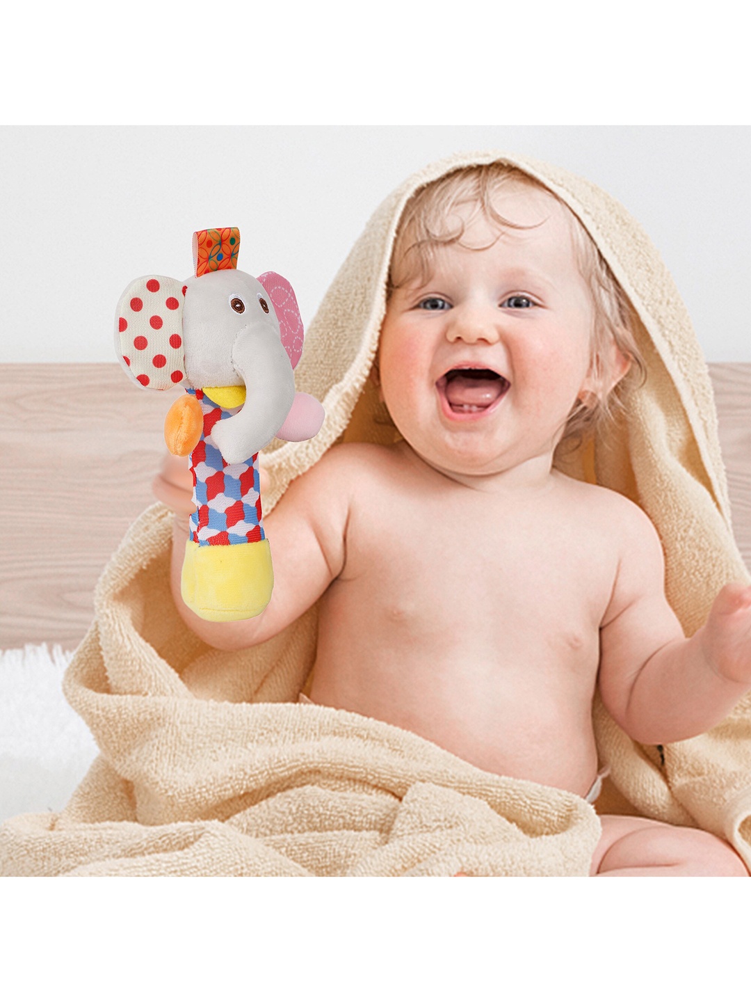

Baby Moo Circus Elephant Multicolour Handheld Rattle Toy, Multi