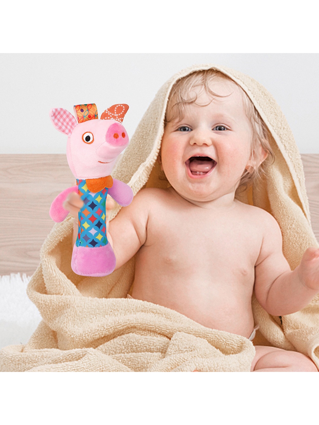 

Baby Moo Infants Pink Mr. Piggy Handheld Rattle Toy