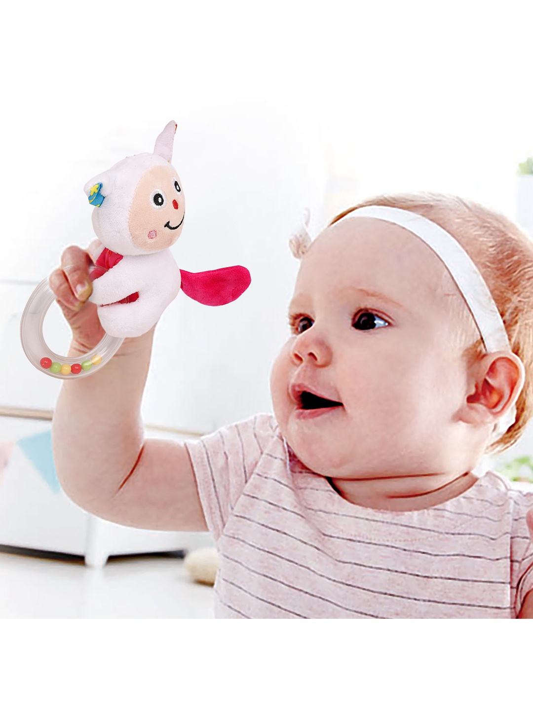

Baby Moo White & Red Cuddle Cat Handheld Rattle Toy