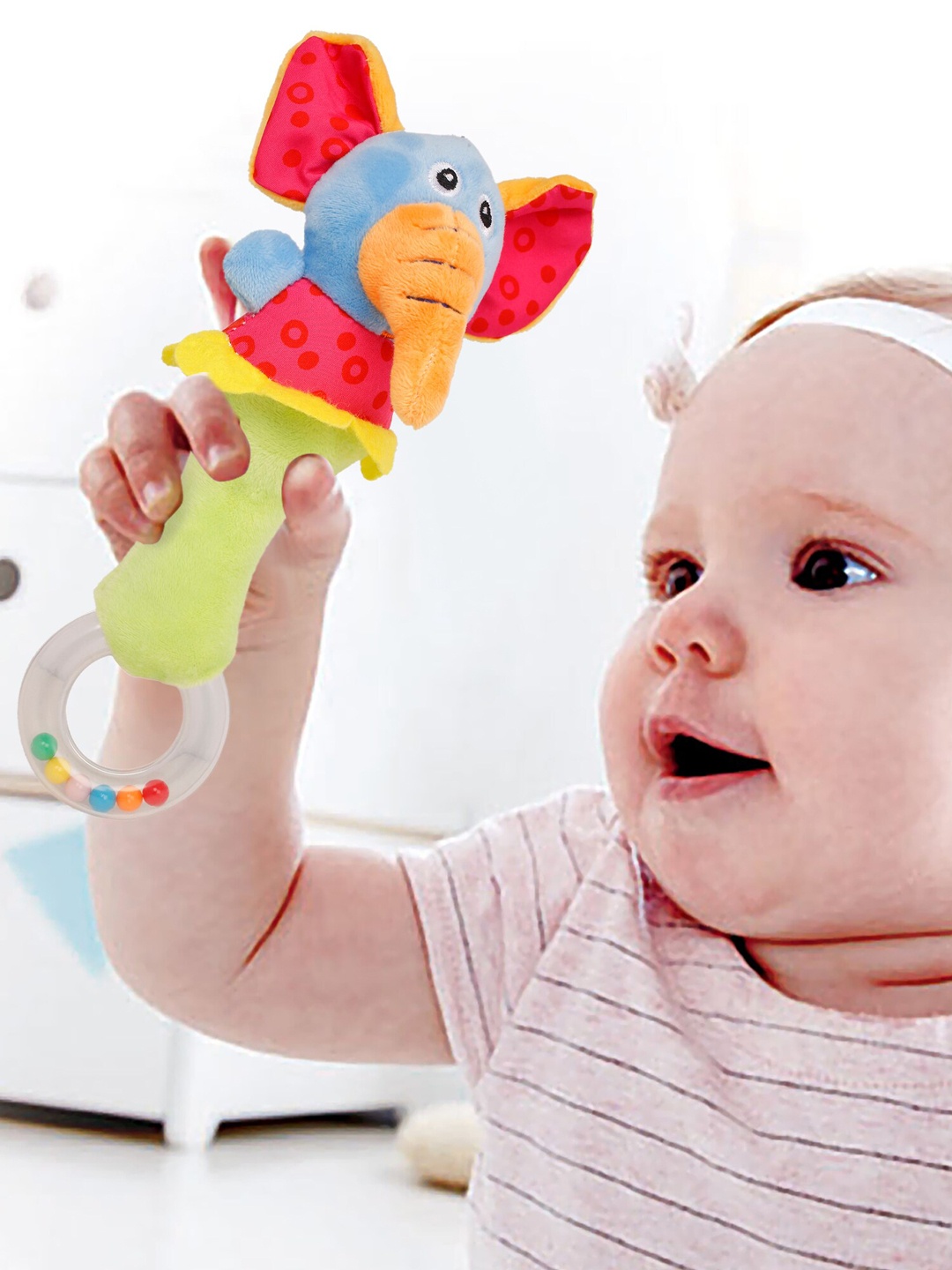 

Baby Moo Green & Red Sweet Elephant Easy Grip Rattle