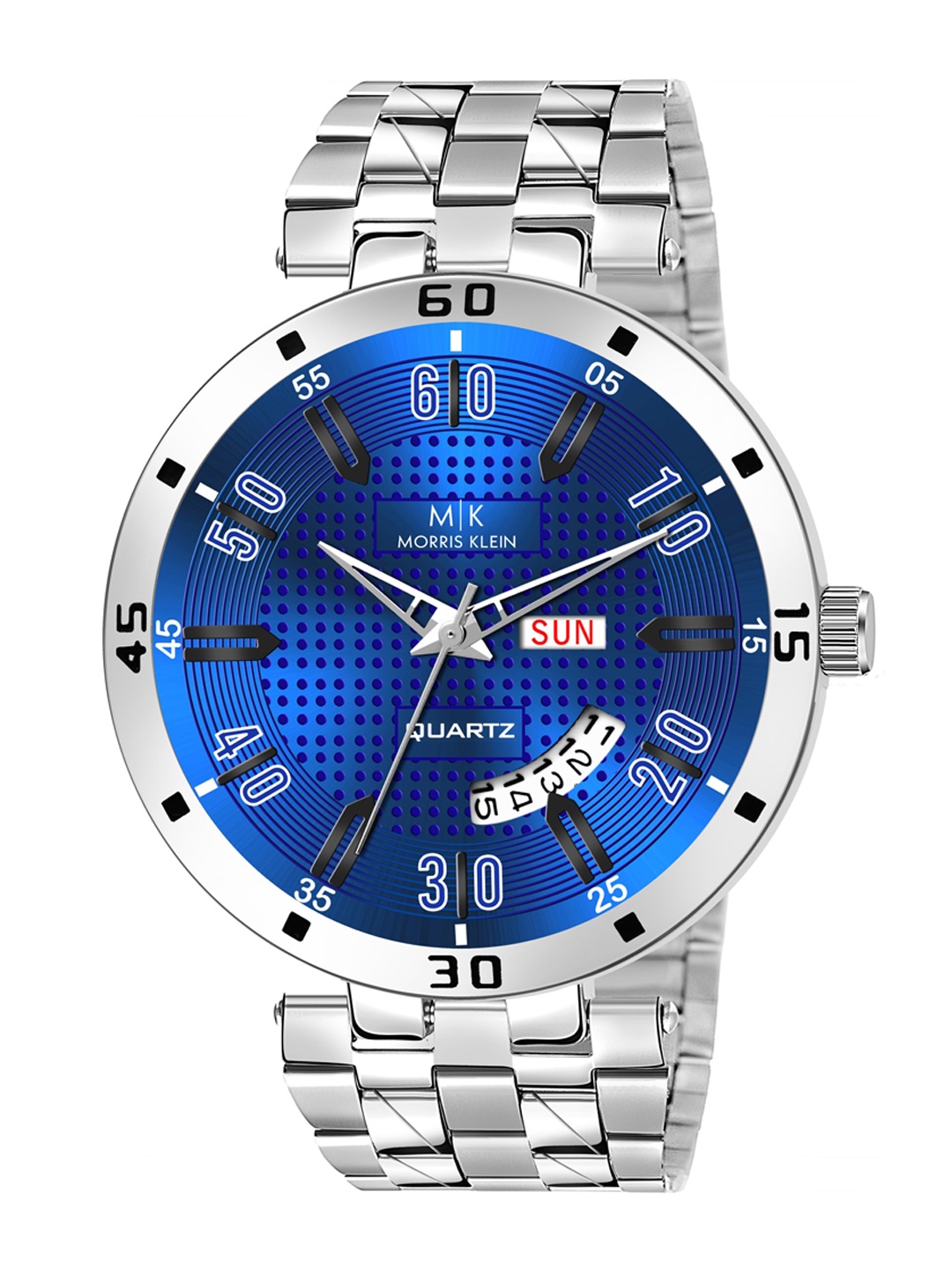 

MORRIS KLEIN Men Blue Dial & Silver Toned Stainless Steel Bracelet Style Straps Analogue Watch