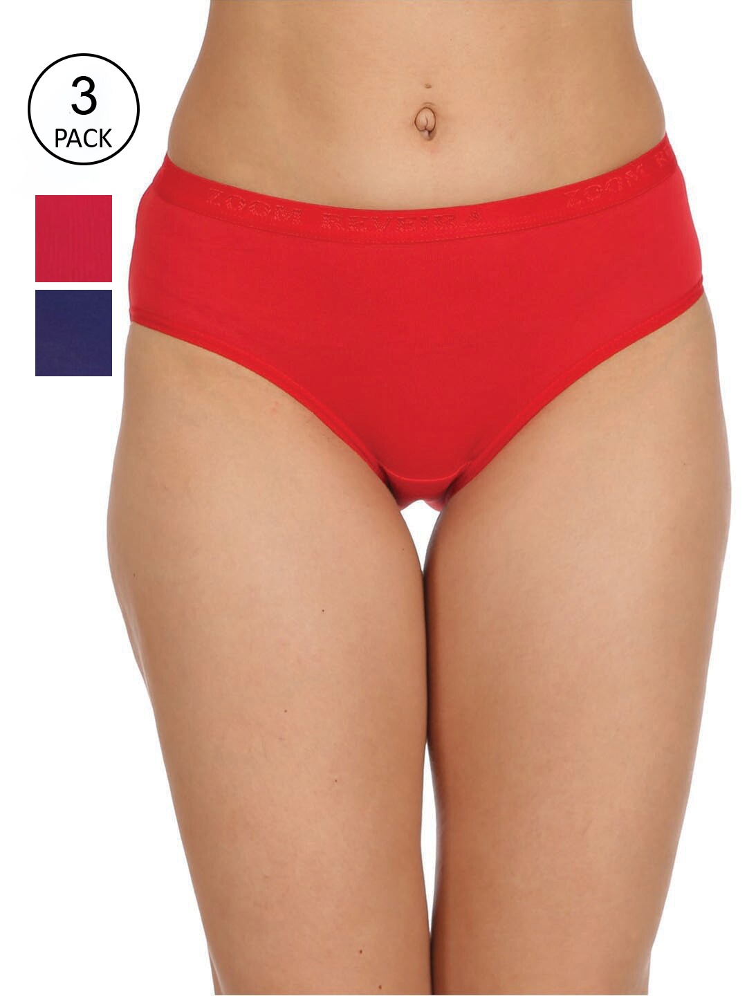 

Reveira Women Pack Of 3 Assorted Cotton Hipster Briefs