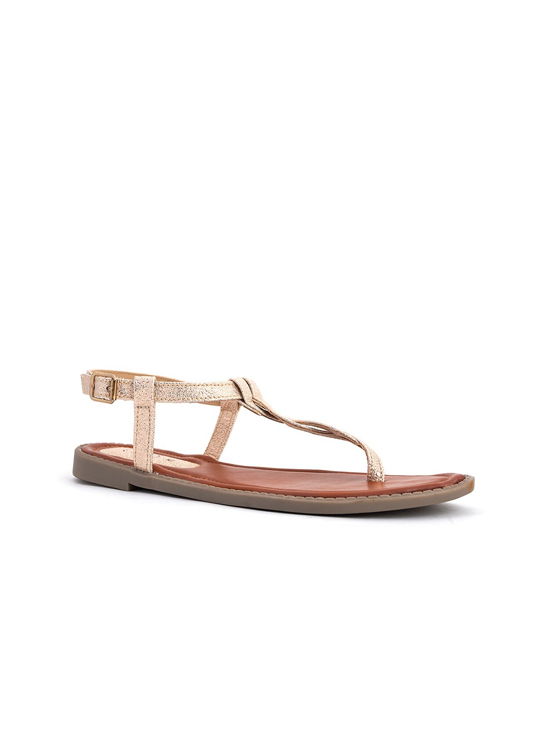 

Khadims Women Beige T-Strap Flats