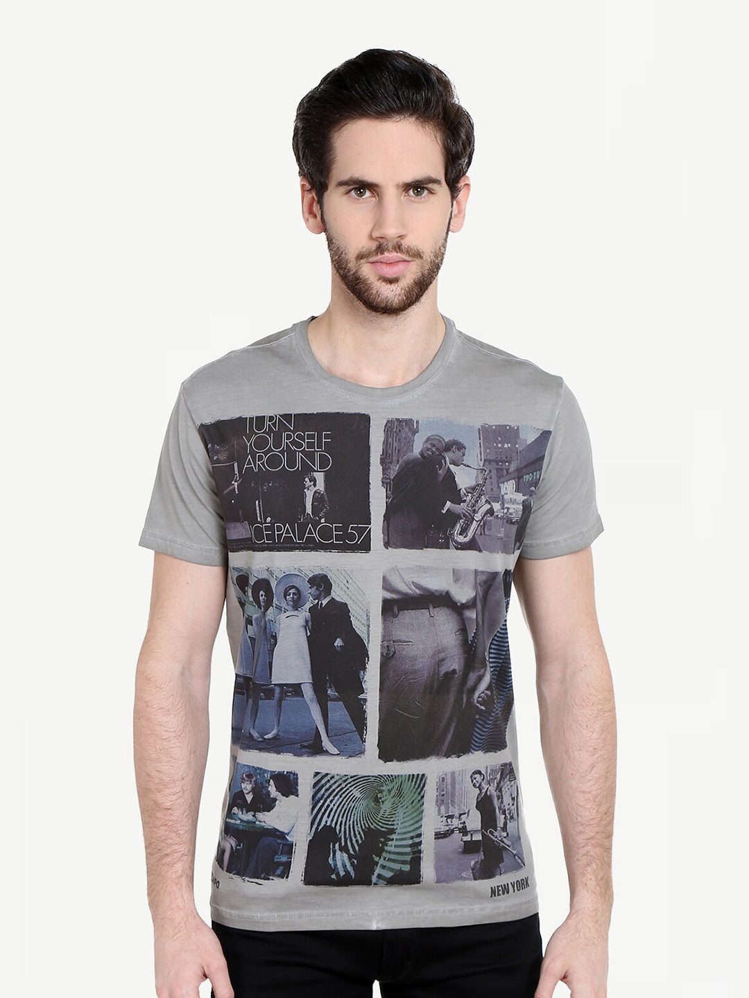 

Dream of Glory Inc Men Grey Printed Outdoor T-shirt