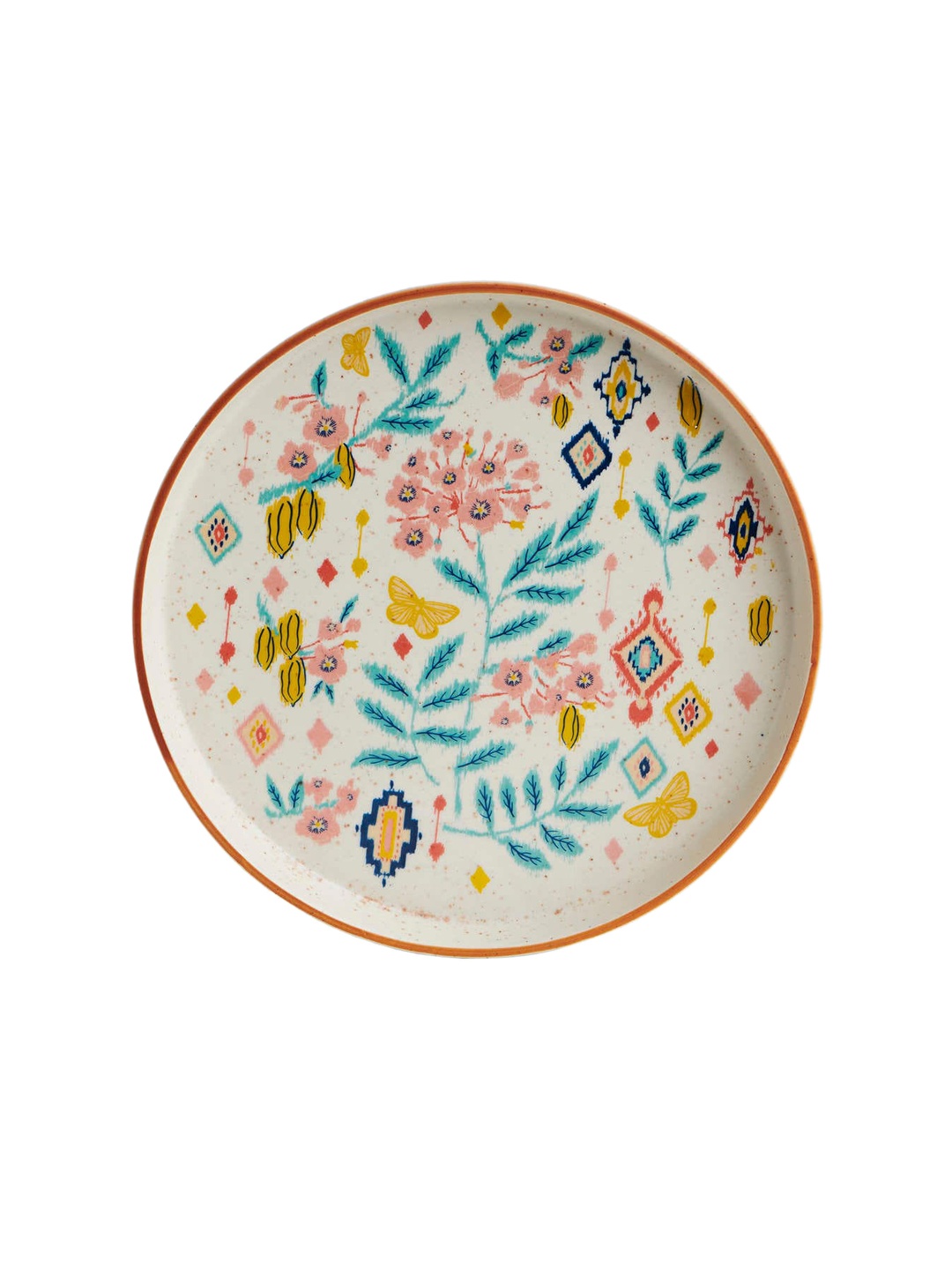 

Chumbak White & Blue Floral Printed Ceramic Farmhouse Platter