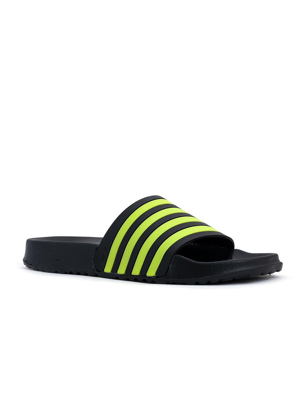 

Khadims Men Black & Green Striped Sliders