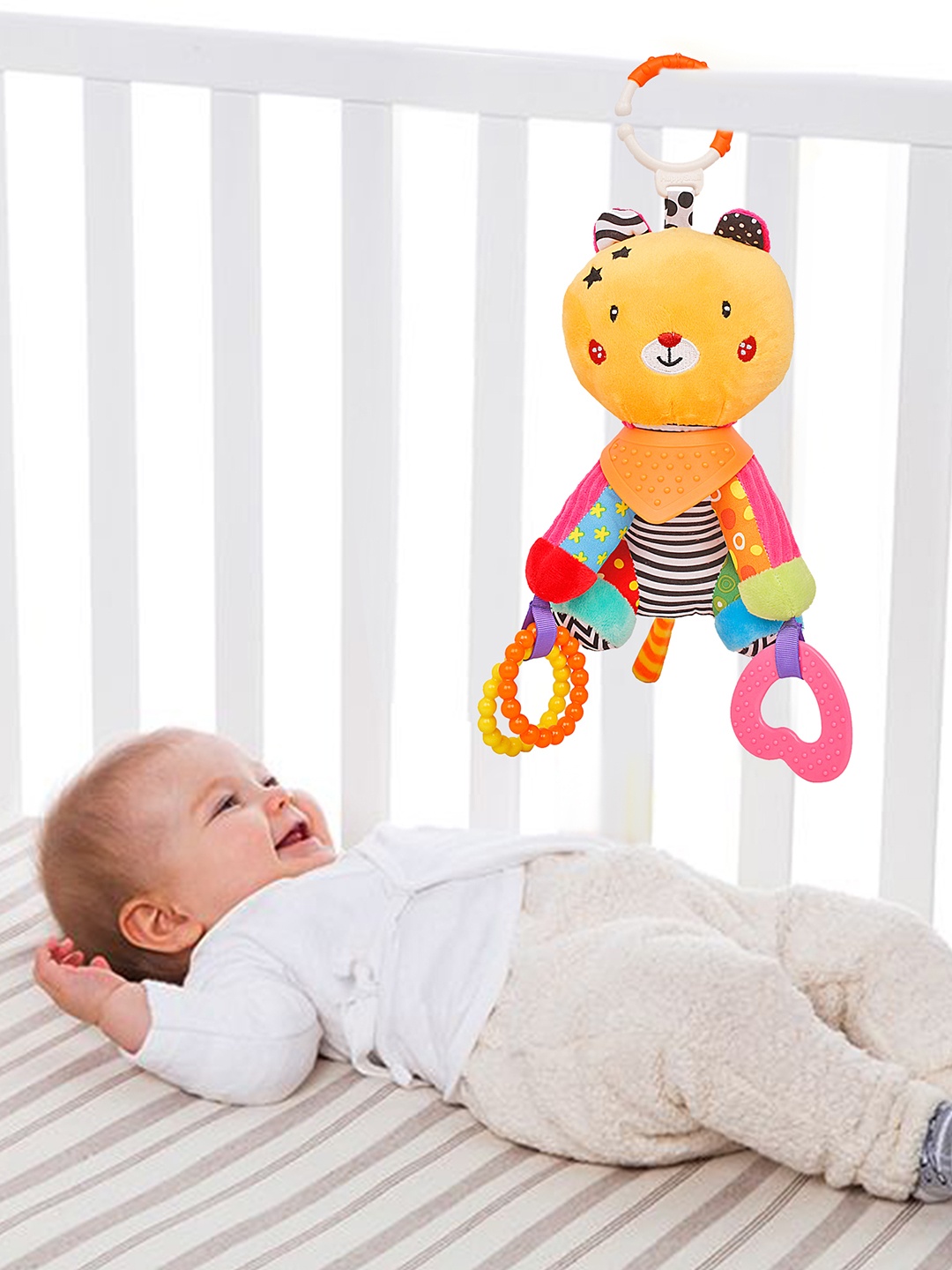 

Baby Moo Kids Hanging Toy With Teether, Orange