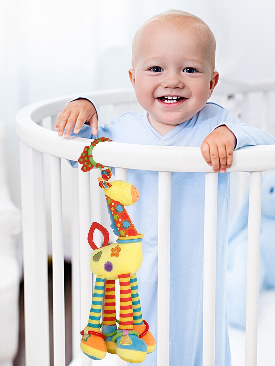 

Baby Moo Yellow & Blue Flexible Giraffe Musical Hanging Toy With Teether