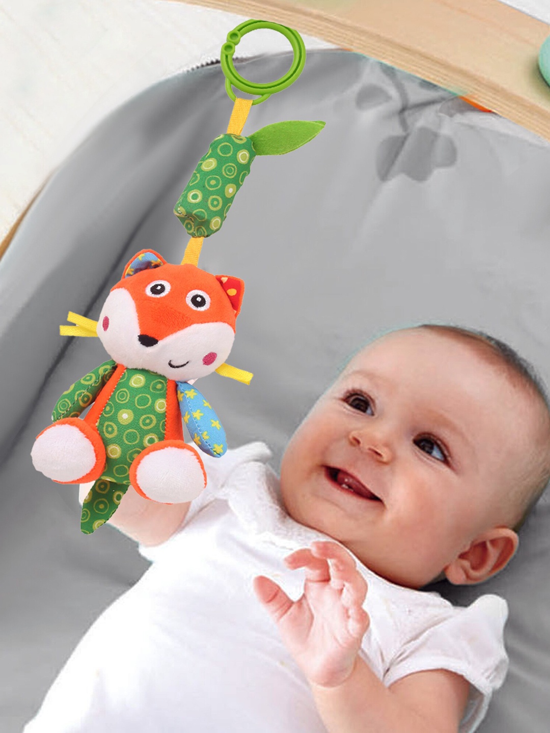 

Baby Moo Orange & Green Hanging Fox Musical Toy