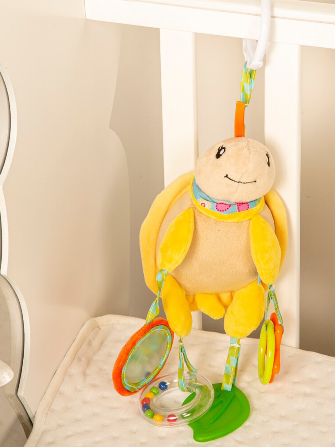 

Baby Moo Yellow & Green Tortoise Hanging Toy with Teether