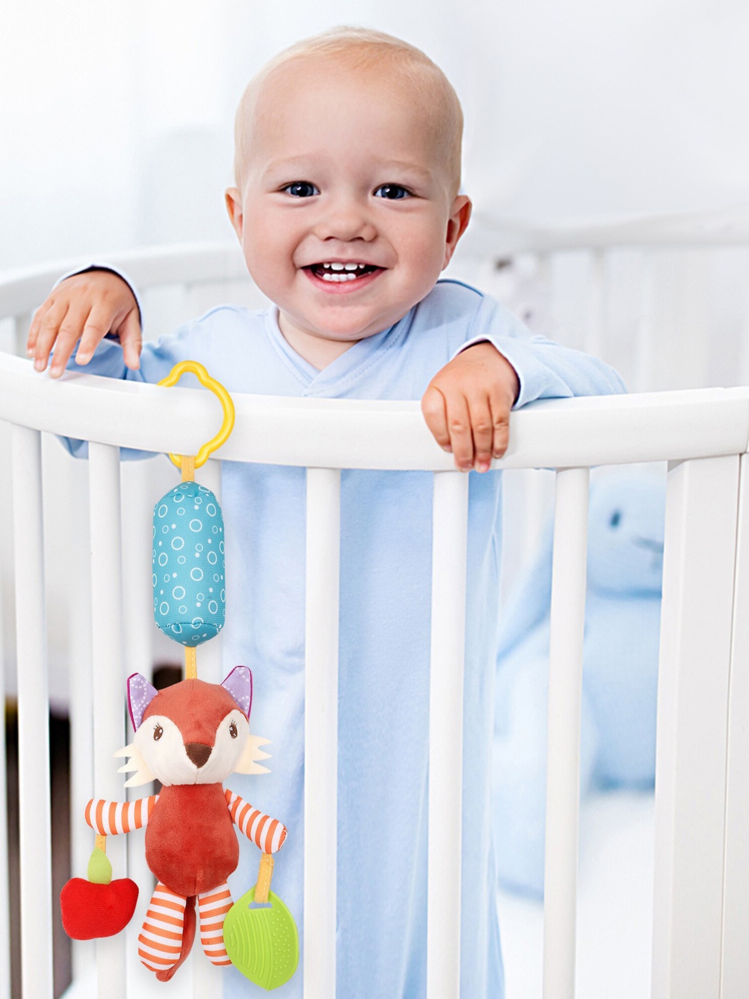 

Baby Moo Maroon & White Fox Hanging Pulling Toy With Teether