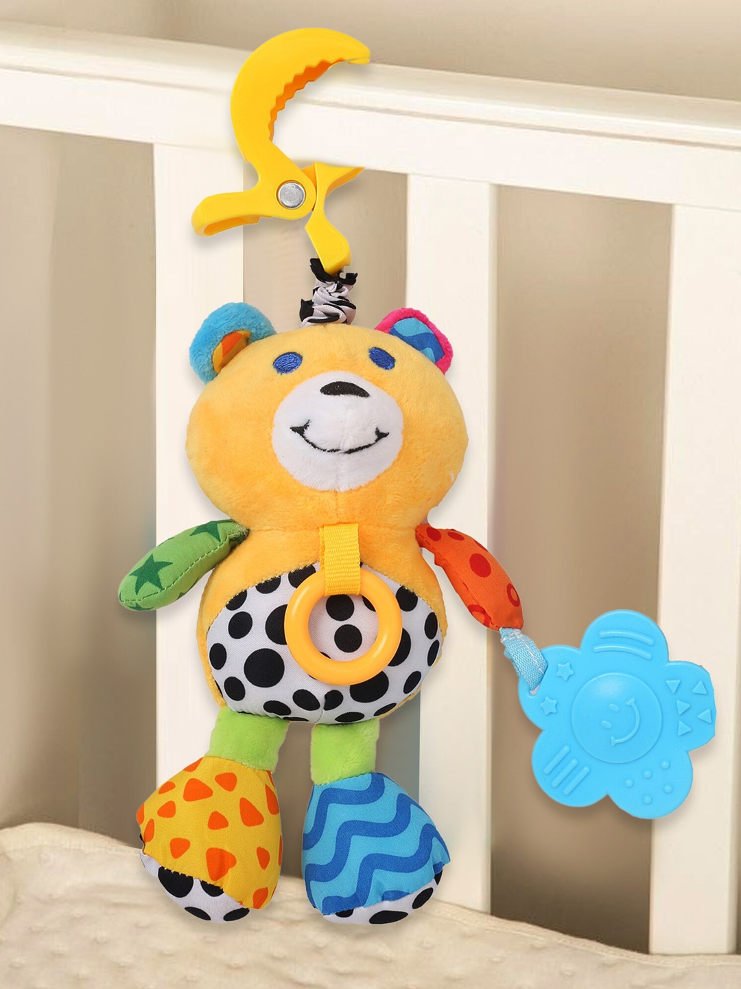 

Baby Moo Kids Yellow & Blue Hanging Pulling Toy With Teether