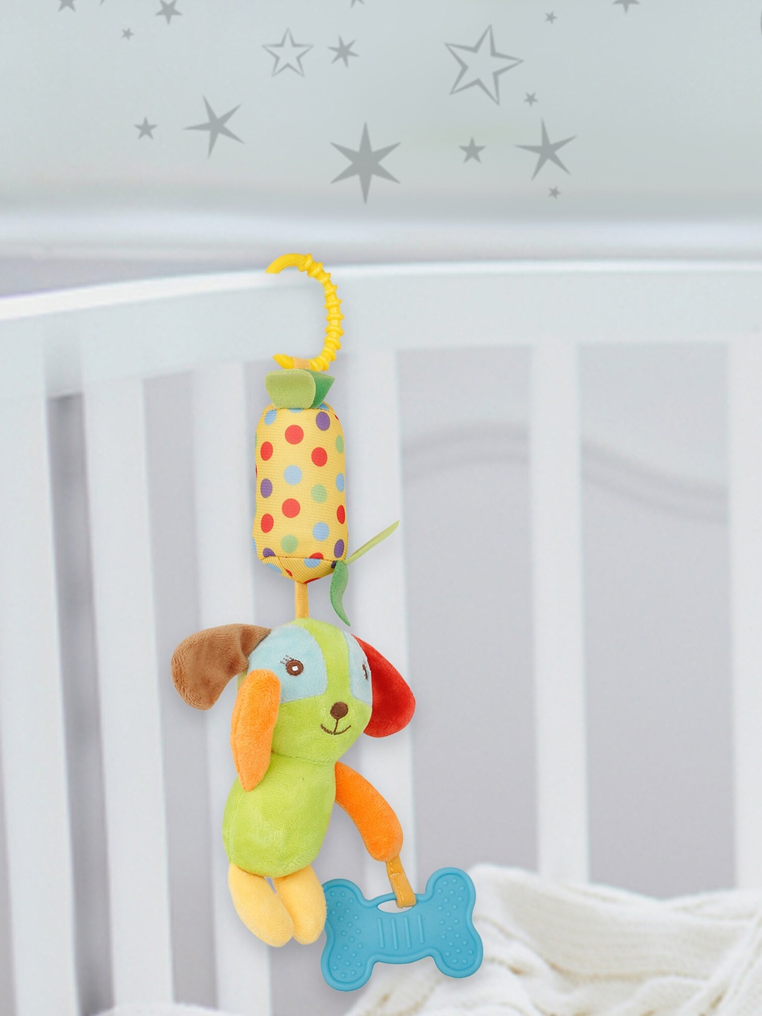 

Baby Moo Green & Blue Dog Hanging Toy with Teether