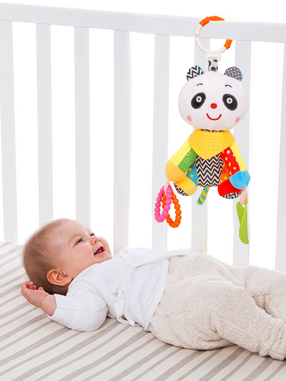 

Baby Moo Kids White & Black Hanging Toy With Teether