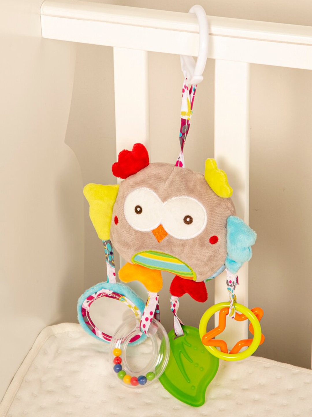 

Baby Moo Kids Grey & Green Owl Hanging Toy With Teether
