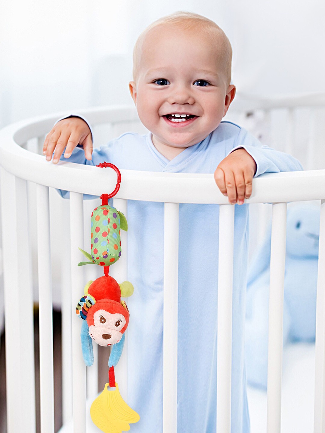 

Baby Moo Kids Red & Blue Swinging Monkey Wind Chime Toy With Teether
