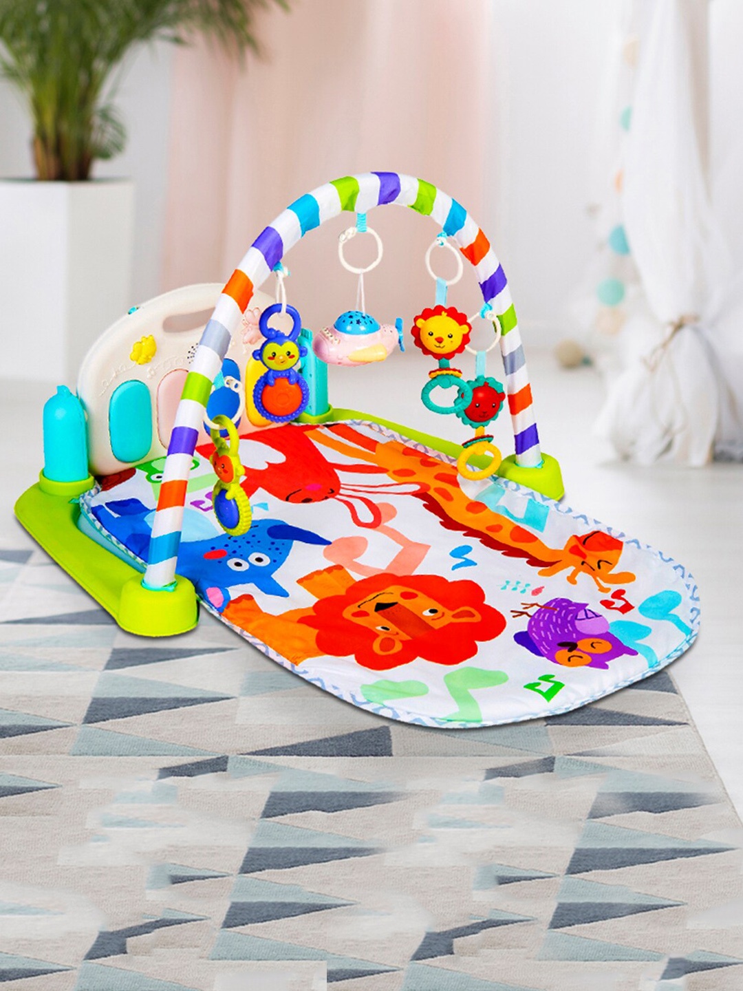 

Baby Moo Infants Kids Green & White Jungle Party Green Piano Activity Gym Toy