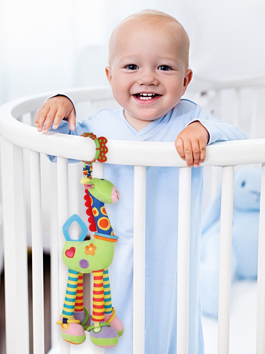

Baby Moo Kids Green & Blue Soft Toy With Teether