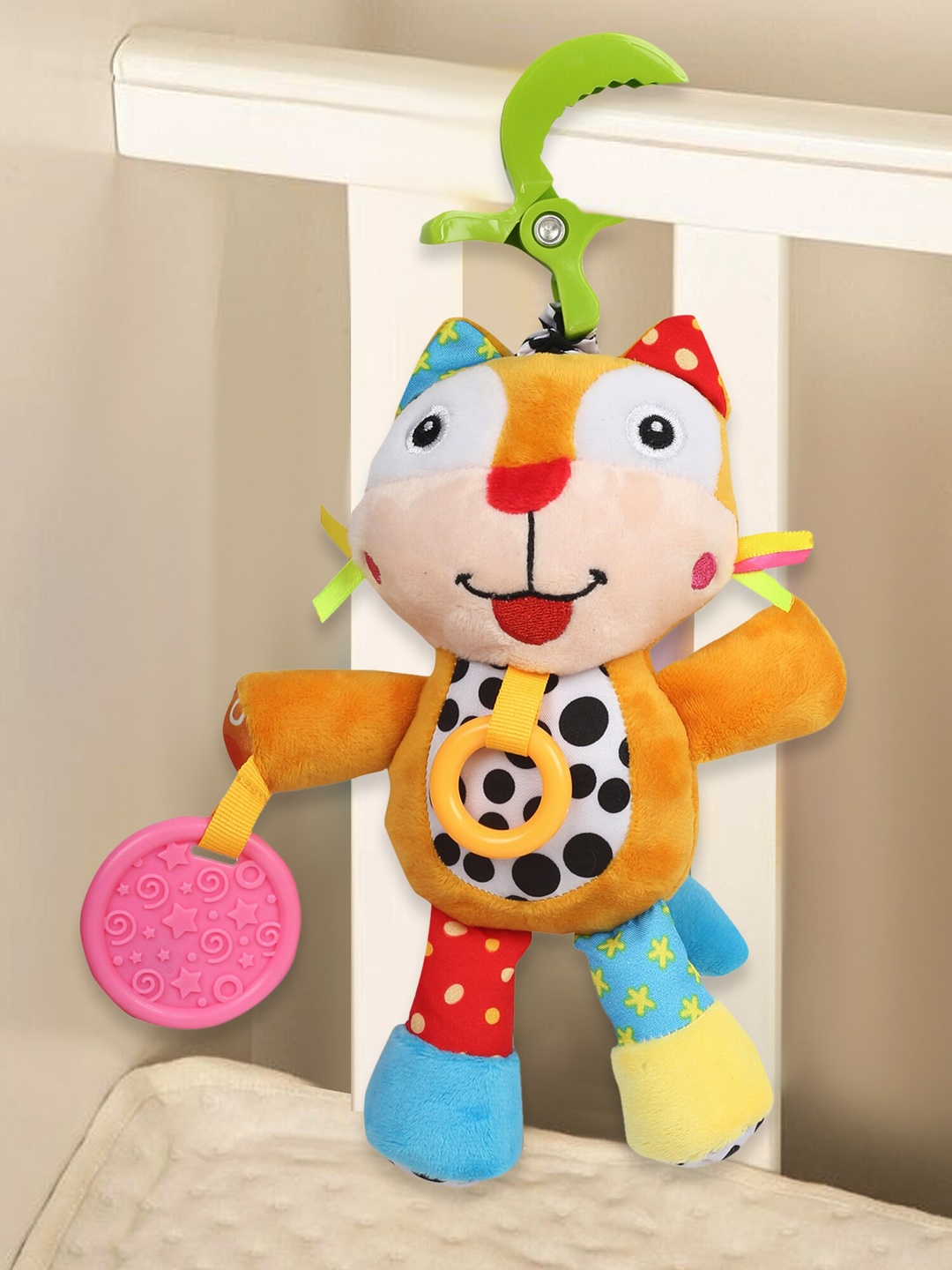 

Baby Moo Brown & Pink Big Eyed Hanging Pulling Toy with Teether