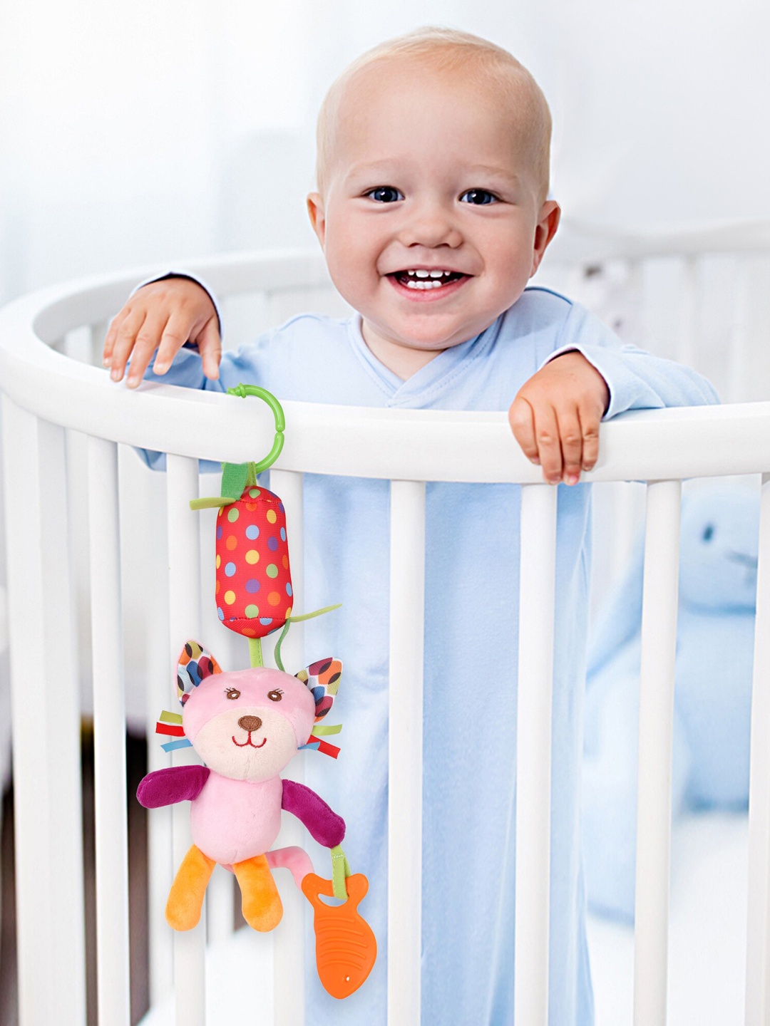 

Baby Moo Kids Purple & Pink Rabbit Hanging Toy With Teether