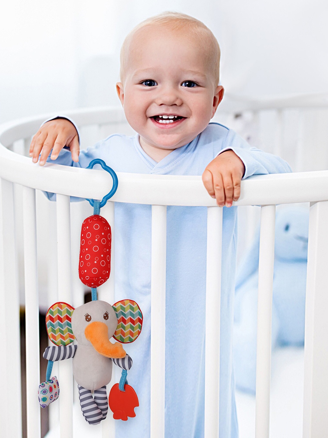 

Baby Moo Grey Elephant Hanging Toy / Wind Chime With Teether