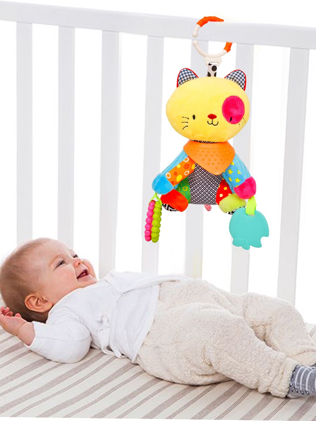 

Baby Moo Yellow Mr. Patches Premium Hanging Toy With Teether