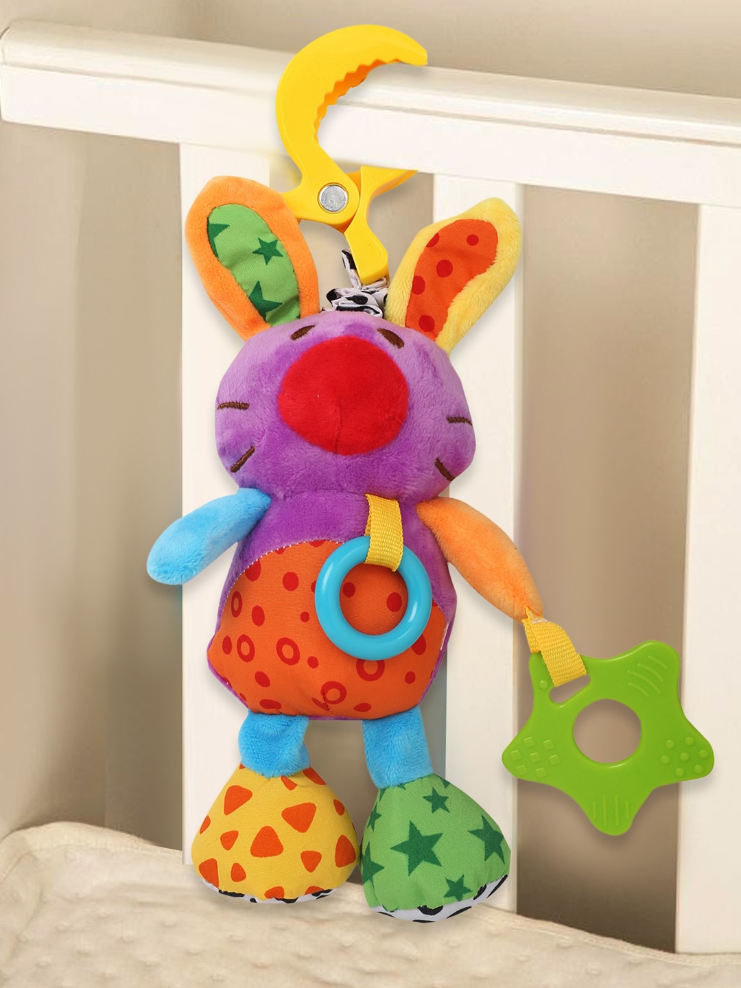 

Baby Moo Multicoloured Hanging Pulling Toy With Teether, Multi