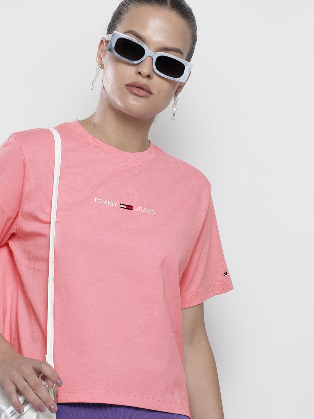

Tommy Hilfiger Women Pink Brand Logo Pure Cotton T-shirt