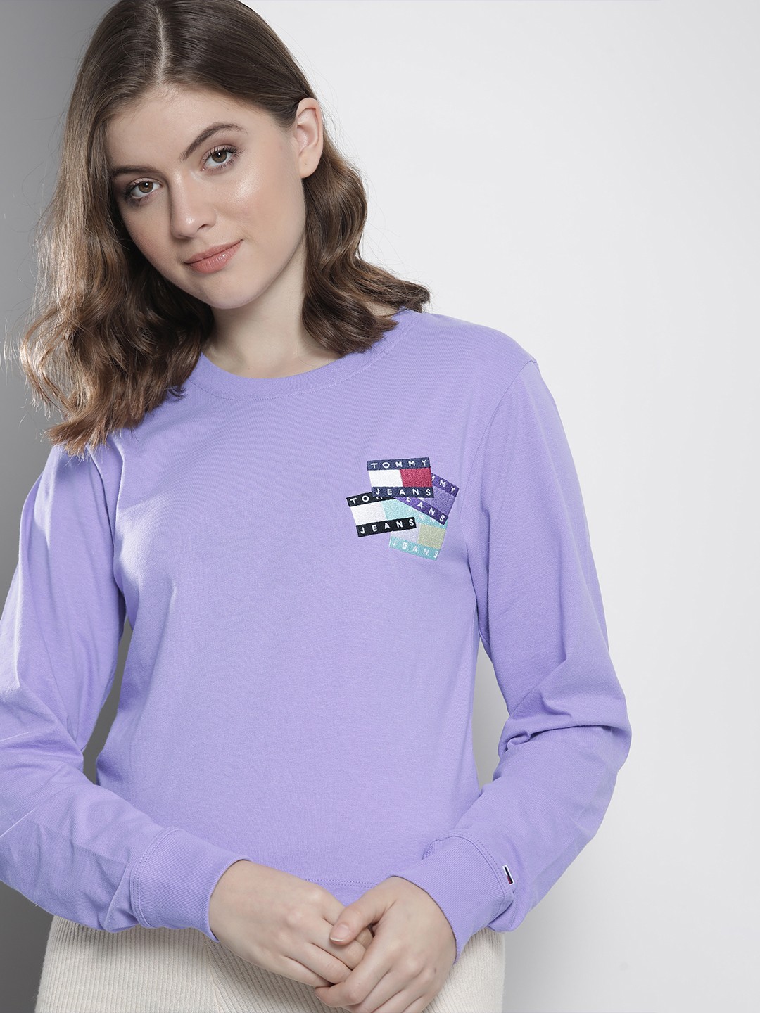 

Tommy Hilfiger Women Lavender Embroidered T-shirt