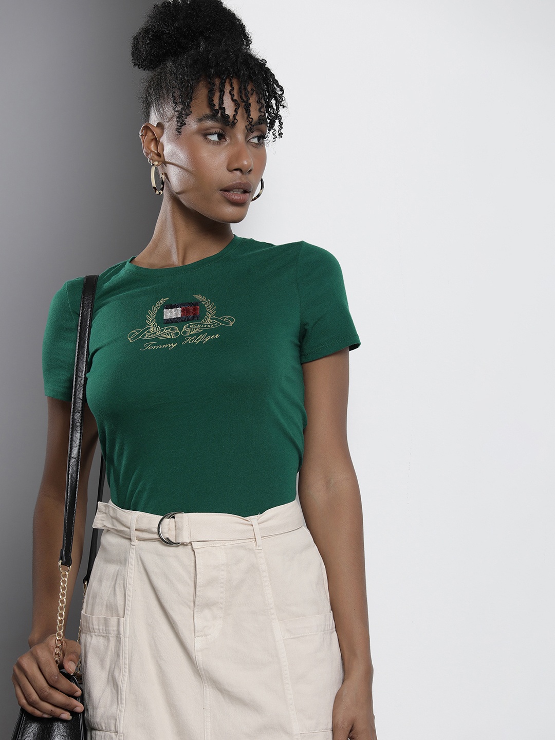 

Tommy Hilfiger Brand Logo Printed Pure Cotton T-shirt, Green