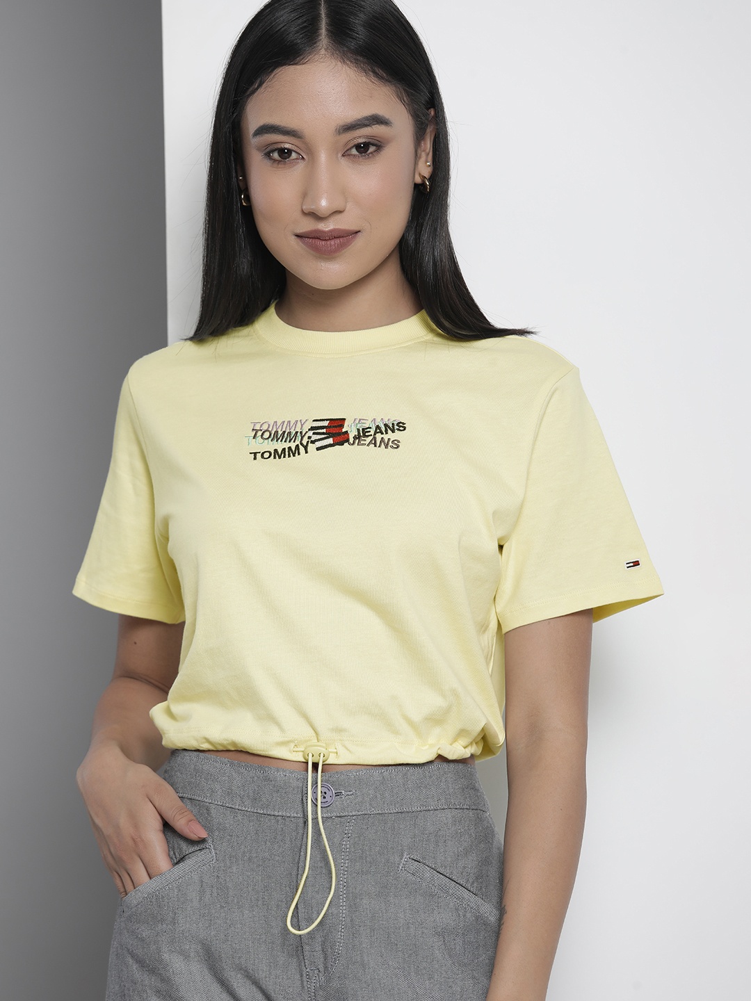 

Tommy Hilfiger Women Yellow & Black Printed T-shirt
