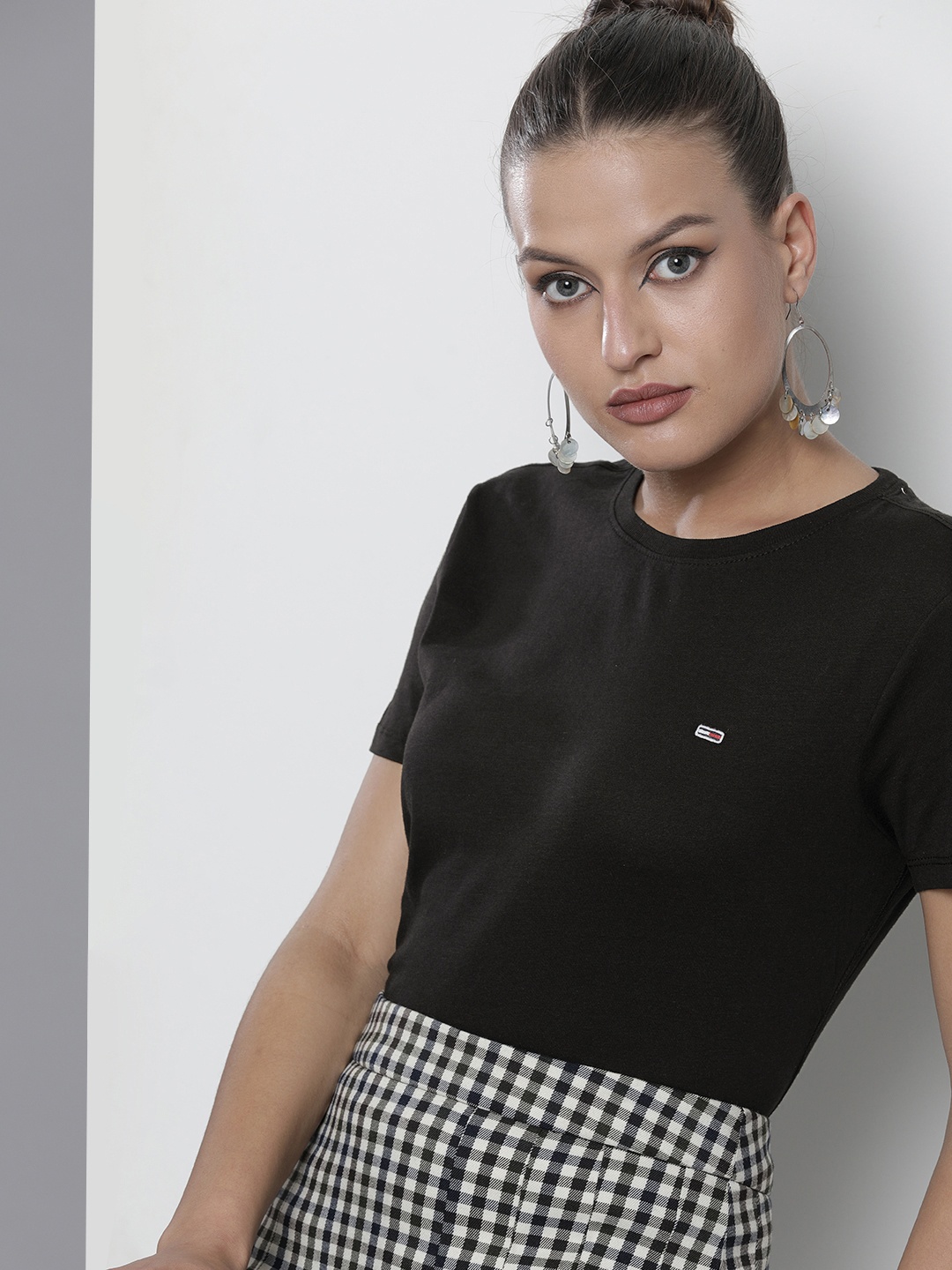 

Tommy Hilfiger Women Black Slim Fit T-shirt