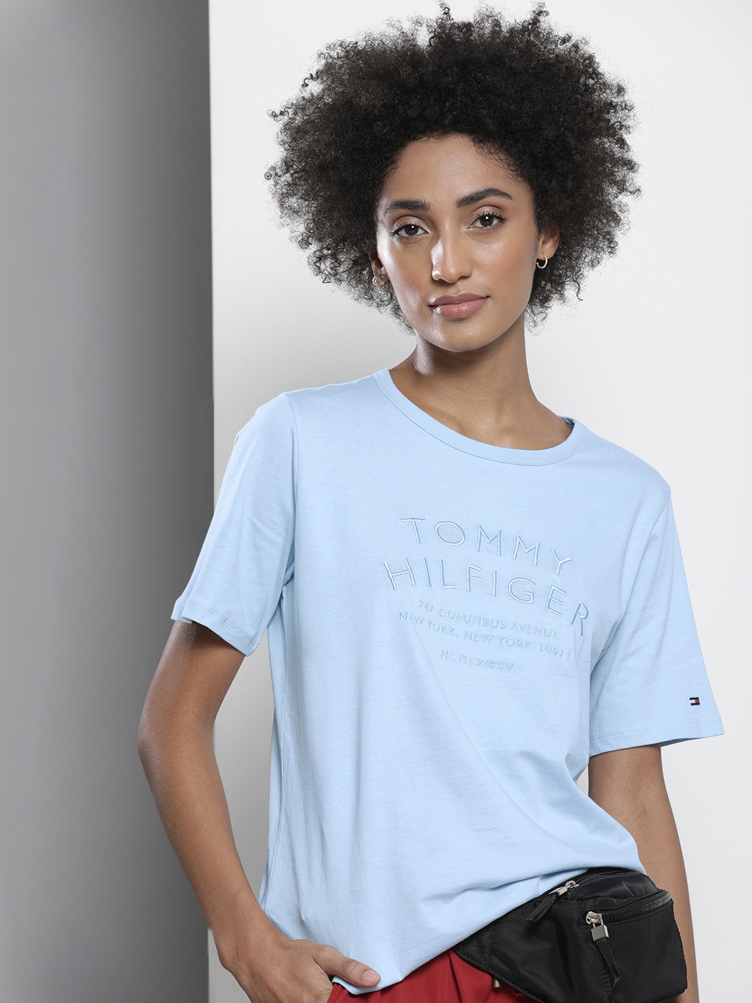 

Tommy Hilfiger Women Blue Brand Logo Pure Cotton T-shirt