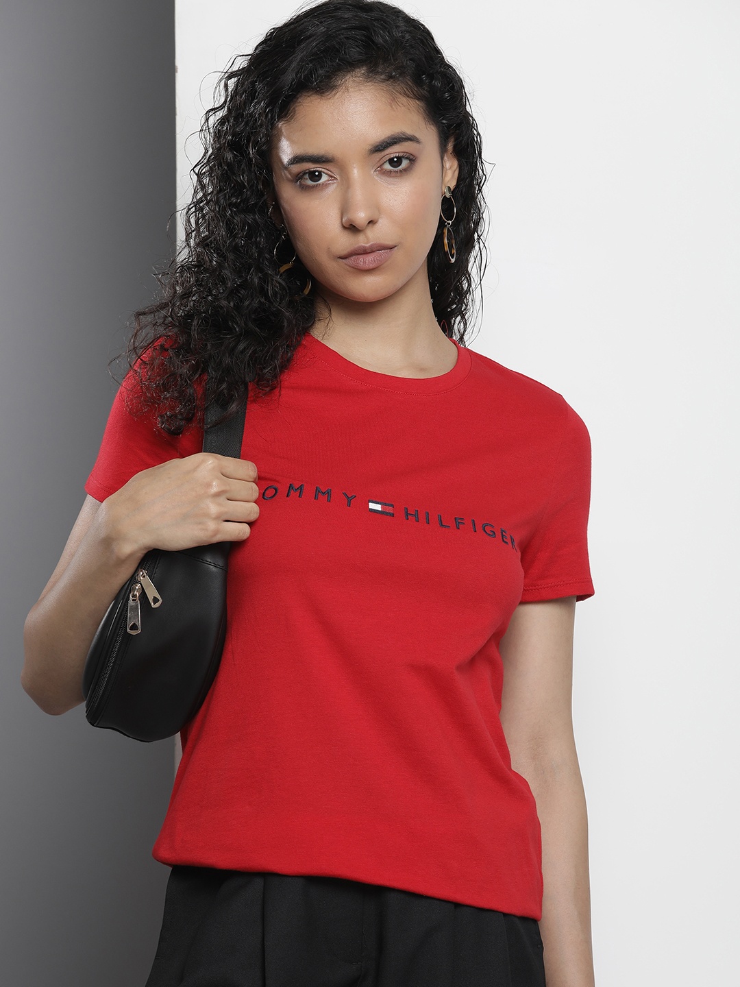 

Tommy Hilfiger Brand Logo Embroidered Pure Cotton T-shirt, Red