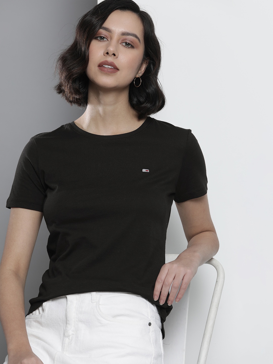 

Tommy Hilfiger Women Black Slim Fit T-shirt